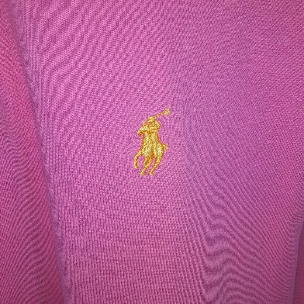 Polo Ralph Lauren Adult Mens L Large Pink Short Sleeve Shirt Orange Pony